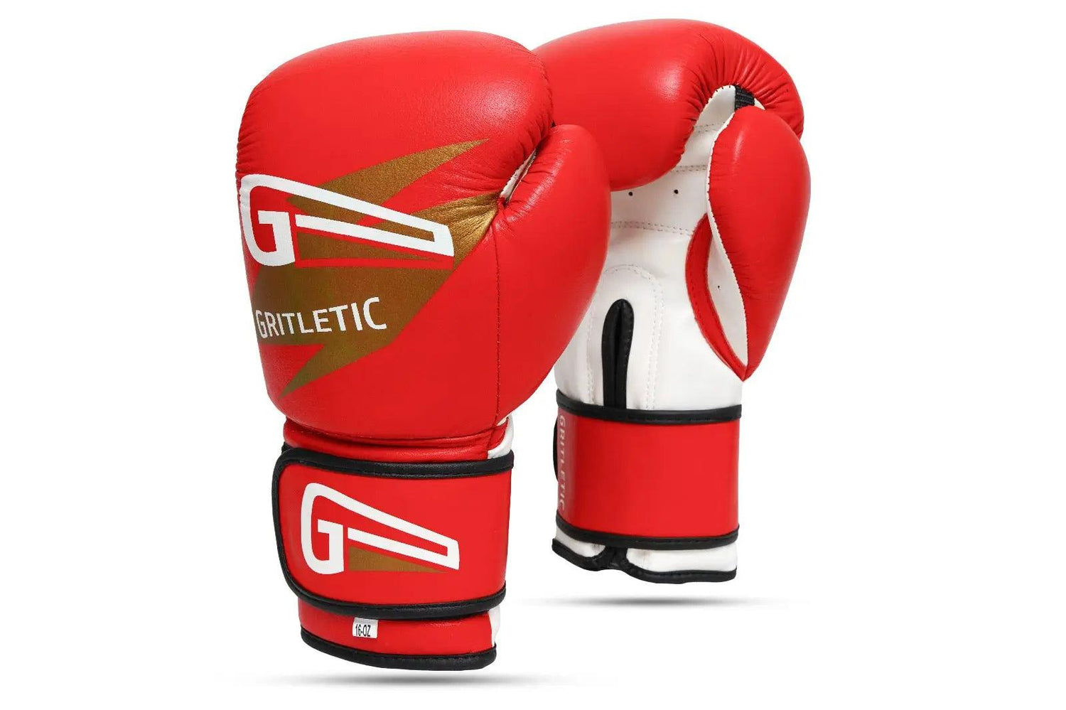 Gritletic Pro Premium Red and White Leather Boxing & MMA Punching Bag Gloves