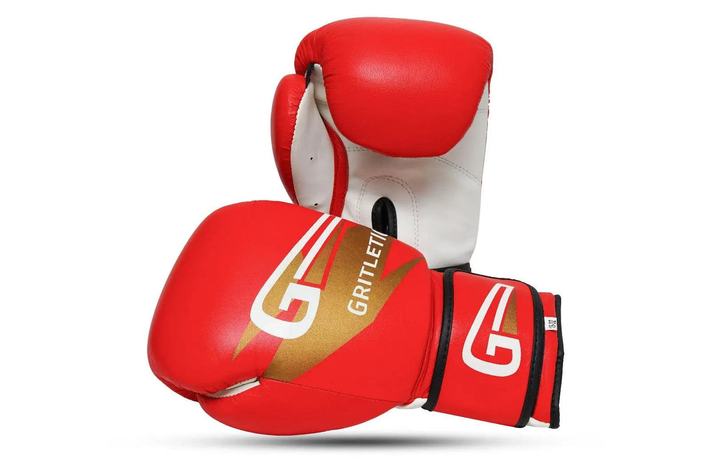 Gritletic Pro Premium Red and White Leather Boxing & MMA Punching Bag Gloves - Gritleticstore