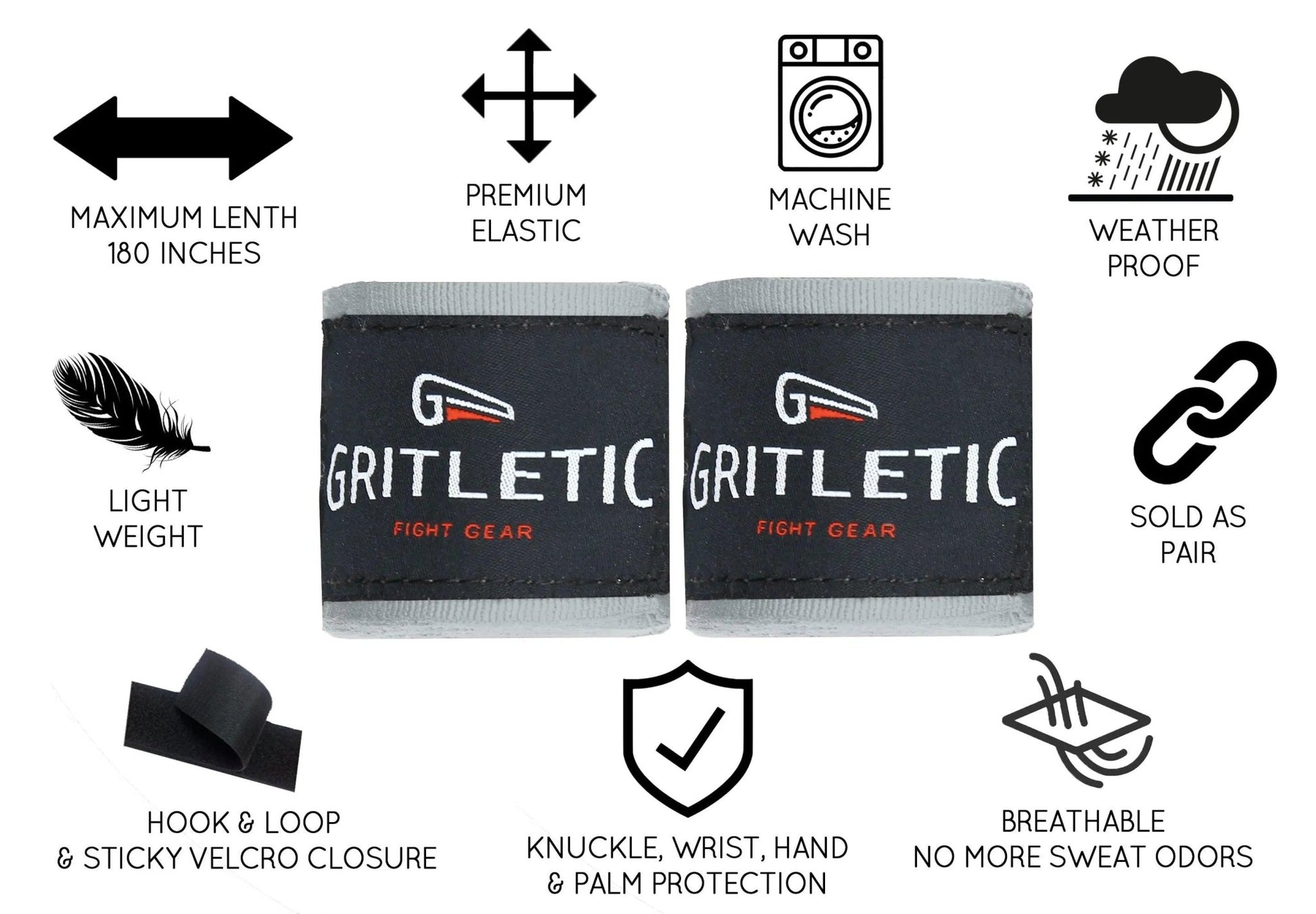 Gritletic x RVCA Boxing Hand Wraps- Grey Wrist Wraps - Gritleticstore